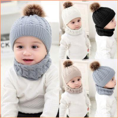 Gorros de Invierno Para Niños bebeS Cálido Ropa Gorro Baby 2 Piezas Unisex NiñO