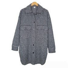 Arket Houndstooth Print Wool Blend Overshirt Jacket Shacket Oversize Size M