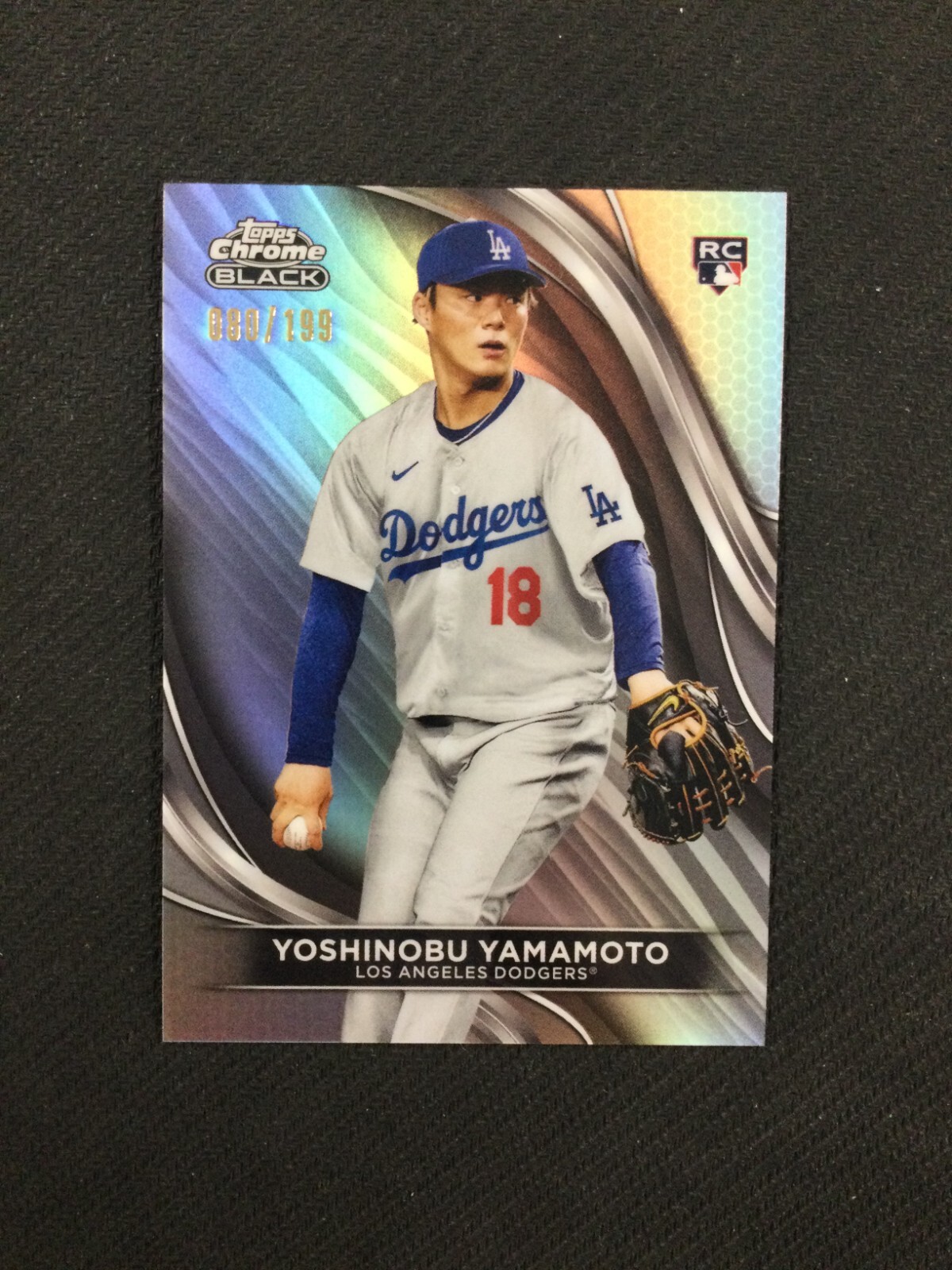 2024 Topps Chrome Black #18 Yoshinobu Yamamoto Rookie Refractor /199 Dodgers