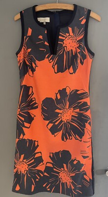 Hobbs London Pencil Dress Womens Size Orange And Navy