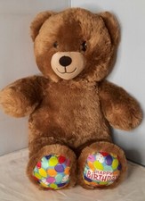 Build A Bear 16  HAPPY BIRTHDAY Brown Teddy Bear Plush Stuffed Blue Paws Balloon