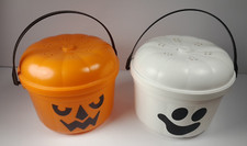 Vintage McDonalds 1986 Halloween Happy Meal Pumpkin Ghost Pail With Lids