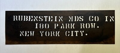 ''Rubenstein MDS Co.'' NYC, NY LARGE Vintage Shipping Crate Stencil Sign 1930's