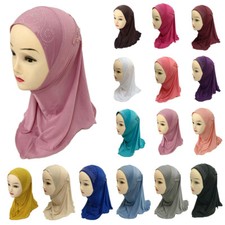 2-6Y Amira One Piece Muslim Islam Kids Girls Hijab Scarf Head Wrap Turban Shawls