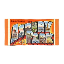 Asbury Park NJ Beach Bath Pool Towel ~ Historic Greetings From Retro Made in USA