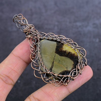 Septerian Stone Gemstone Copper Wire Wrap Jewelry Pendant 3.23'' X-Mas Gift z007