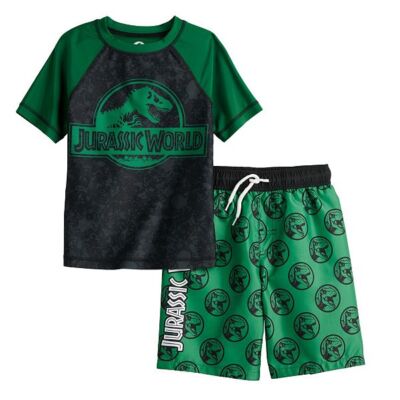 Jurassic World Dinosaur Swimsuit Swim Trunks Board Shorts Rash Guard Set 4 5 6 7