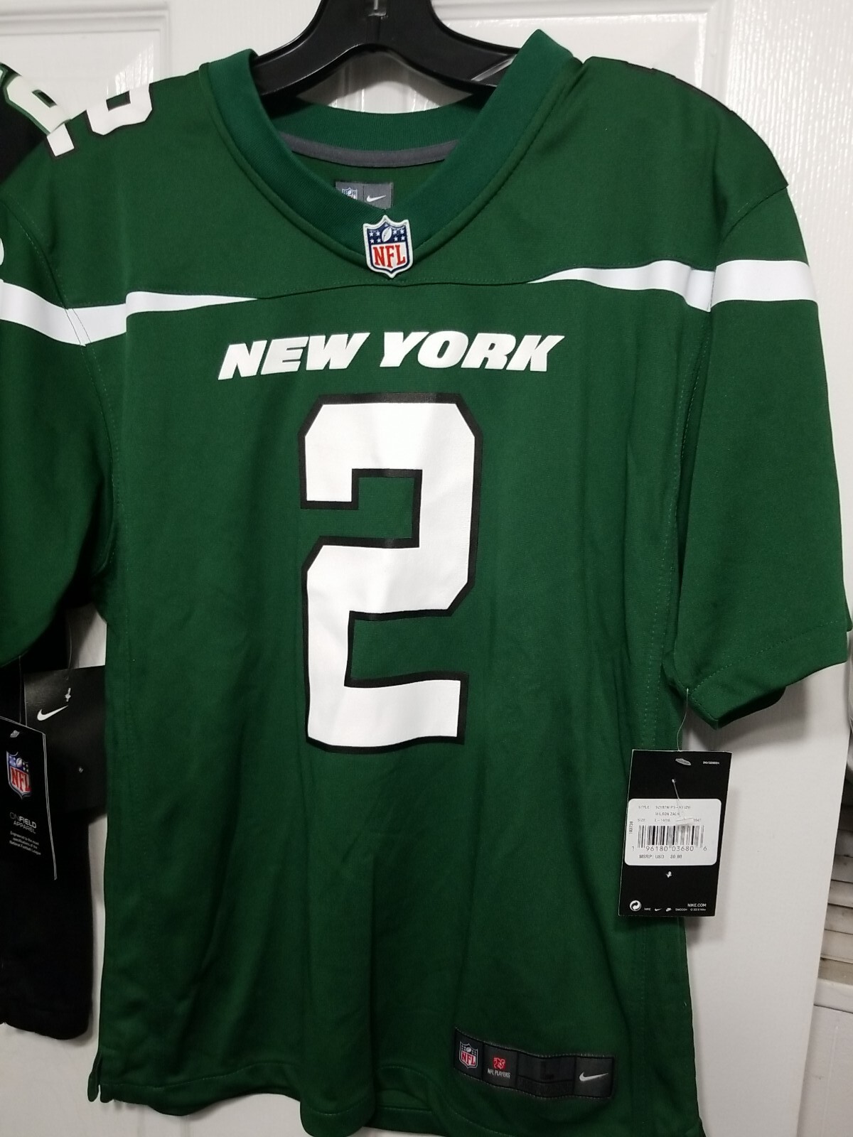 Lot Of 2 Nike Football Jersey Youth Large Green White Zach Wilson New