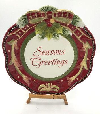 Fitz And Floyd Damask Holiday Accent Salad  Plate in Box  New    9'' x 8''
