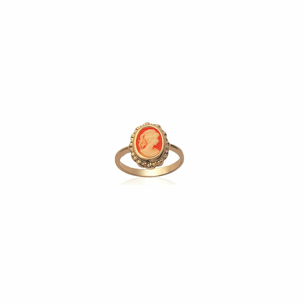 Bague camée ovale plaqué or 18 carats anti-ternissement garantie 10 ans pour peau sensible