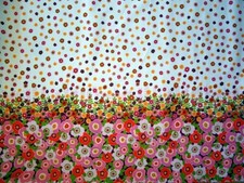 HILCO Elli Border Blumen bunt weiß Baumwolle Meterware Webware Stoff Bordüre