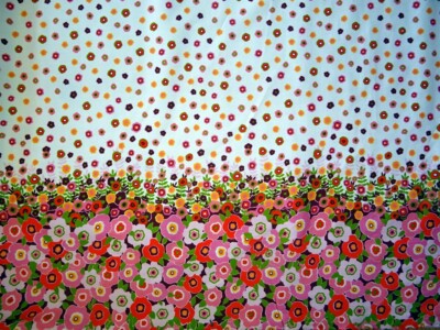 HILCO Elli Border Blumen bunt weiß Baumwolle Meterware Webware Stoff Bordüre