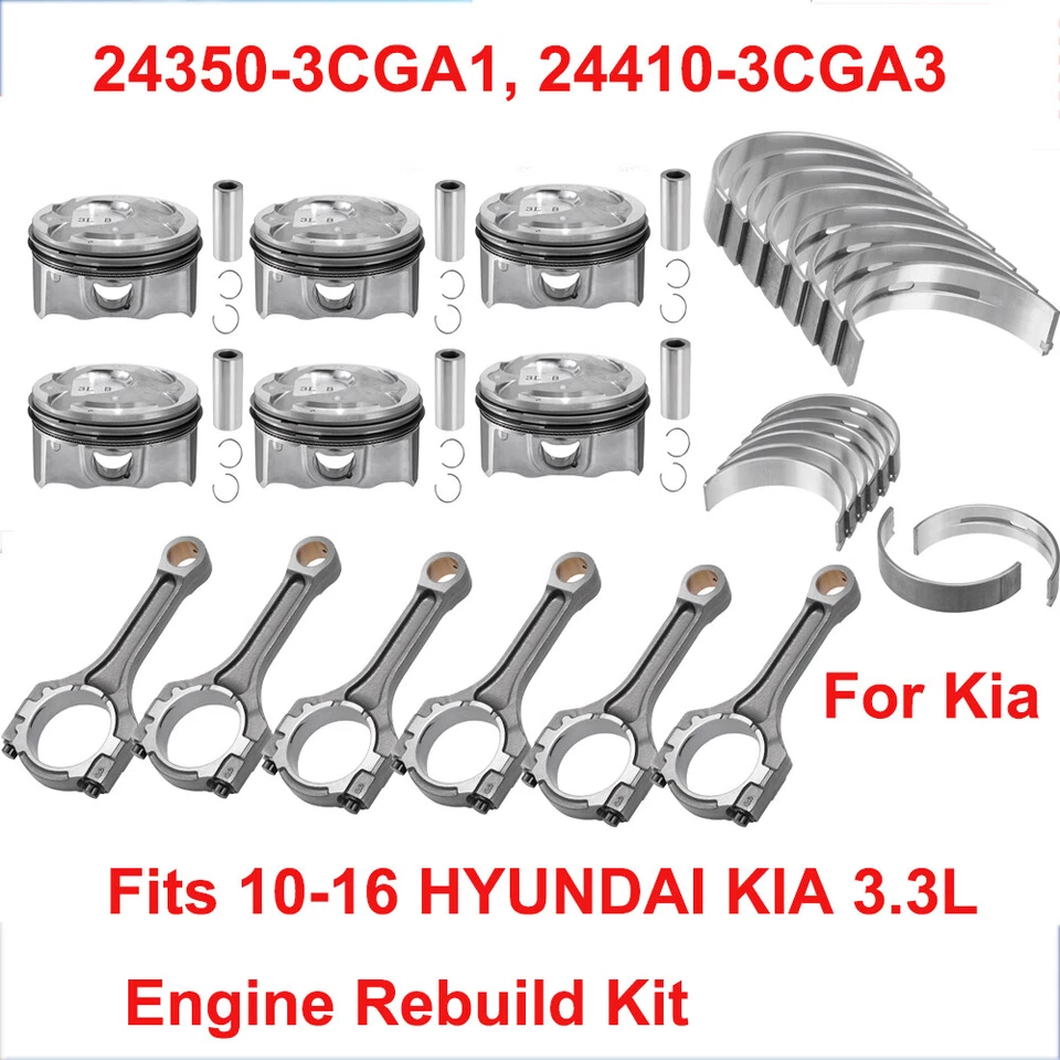 Kit de revisión de reconstrucción de motor G6DH 3,3 L para HYUNDAI Santa Fe XL KIA Sedona Sorento Foto 4 de 4