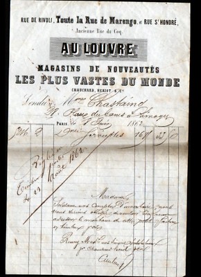 PARIS (I°) CLOTHING TRADE ''AU LOUVRE / CHAUCHARD, HERIOT & Cie'' in 1862