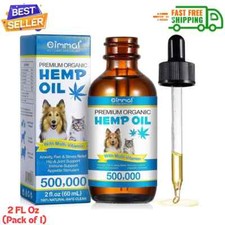 Hemp Oil for Dogs Cats Anxiety, Pain,Stress Calming Drops 100 Organic, 2 FL oz.