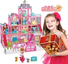 Dream Toy Doll House 4 Stories 13 Room Villa Playhouse Furniture 285pc w/ Lights