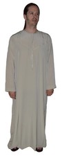 Men's Saudi Style Dishdasha Thobe Daffah Arabian Caftan Easter Wear Beige