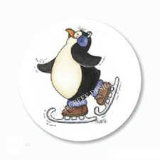 Cute Christmas Skating Penguin Scrapbook Stickers Favors Labels Envelope Seals