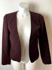 Ann Taylor LOFT Plum Purple Maroon Collarless Modern Blazer Jacket 12
