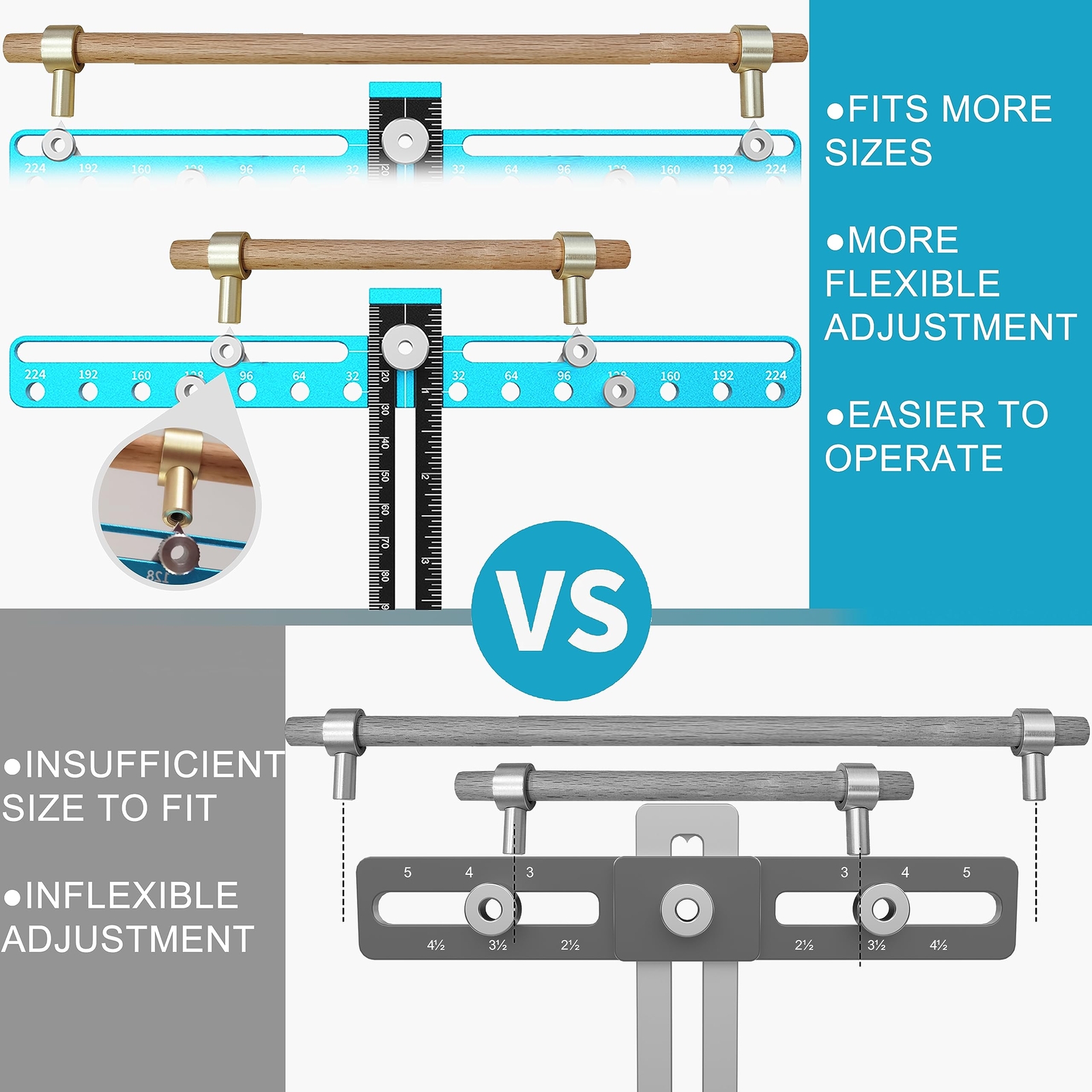Cabinet Hardware Doweling Jig, Adjustable Cabinet Handles Install Template Tool,