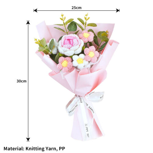 Crochet Flower Bouquet Rose Handmade Knitted Eternal Flowers Bouquet GV - Picture 13 of 18