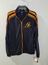 Adidas Los Angeles Lakers Men Black Full Zip Vibe Track Jacket Classic Small NWT