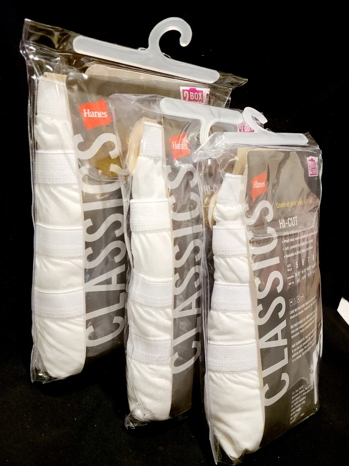 Hanes Classics Women's Panties 12 Pair High Cut Cotton White Underwear Size 6 - Image 3 of 4