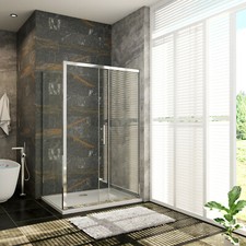Bathroom Sliding Door Side Panel Shower Enclosure and Tray Clear Glass Cubicle