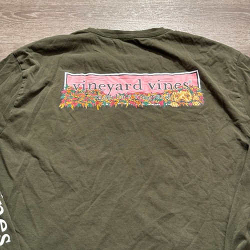Vineyard Vines Shirt Mens XL Green Graphic Spellout Long Sleeve Cotton Whale - Picture 6 of 8