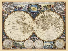 Terrarum Orbis 1660 de Wit Vintage World Map - 18x24