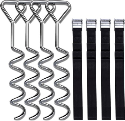 Trampoline Stakes, Corkscrew Shape Anchor kit Steel Spiral silver 