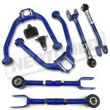 FOR 03-08 350Z 02-06 G35 COUPE/SEDAN BLUE FRONT UPPER+REAR CAMBER+TRACTION KIT