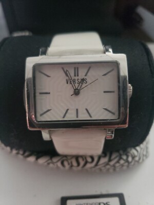 Versus by Versace Women's 3C62700000 Dazzle Rectangular White Patent Leather Wat