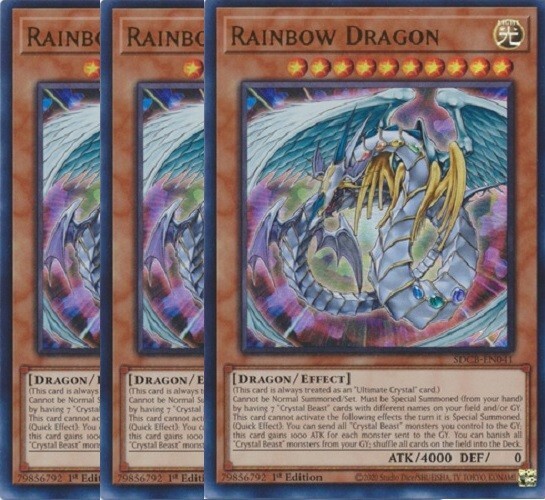 Yugioh - Rainbow Dragon x 3 - 1st Edition - Ultra Rare LP - Free