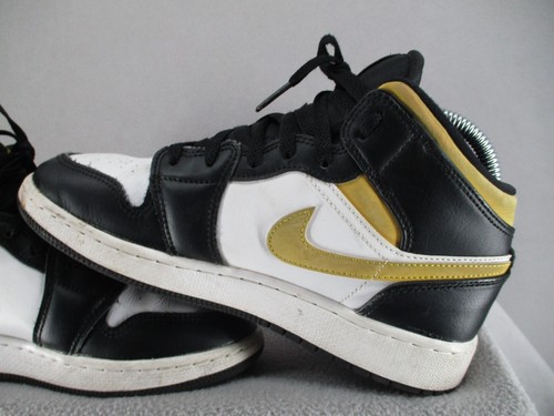 Jordan 1 Shoes Kids 5Y Black Gold White Mid Camo GS Grade School Logo Sneakers - Picture 9 of 17