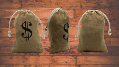 NELIER Geldsack klein mit Dollarzeichen 14×10 cm für Geldgeschenke Säckchen Verpackung