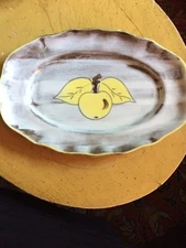 Santa Anita Ware Vreni Provincial Apple Brown & White  platter
