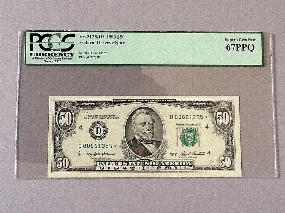 U.S. $50 FR 2125-D* - Star 1993 Fed Resv Note Cleveland (D* Block)  PCGS 67 PPQ - Image 2 of 4