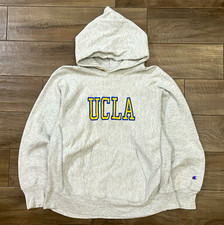 Vintage champion 1980s Reverse weave warm up grey UCLA college hoodie SIZE L