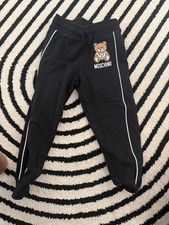 Moschino Boys Black Sweatpants Toy Bear Drawstring Elastic Waist