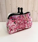 Vintage Murano Glass Purse Vase Hand Blown Pink and Black Art Glass Italy