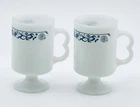 Set of 2 Vintage 70’s Corelle Old Town Blue Pedestal Coffee Cups