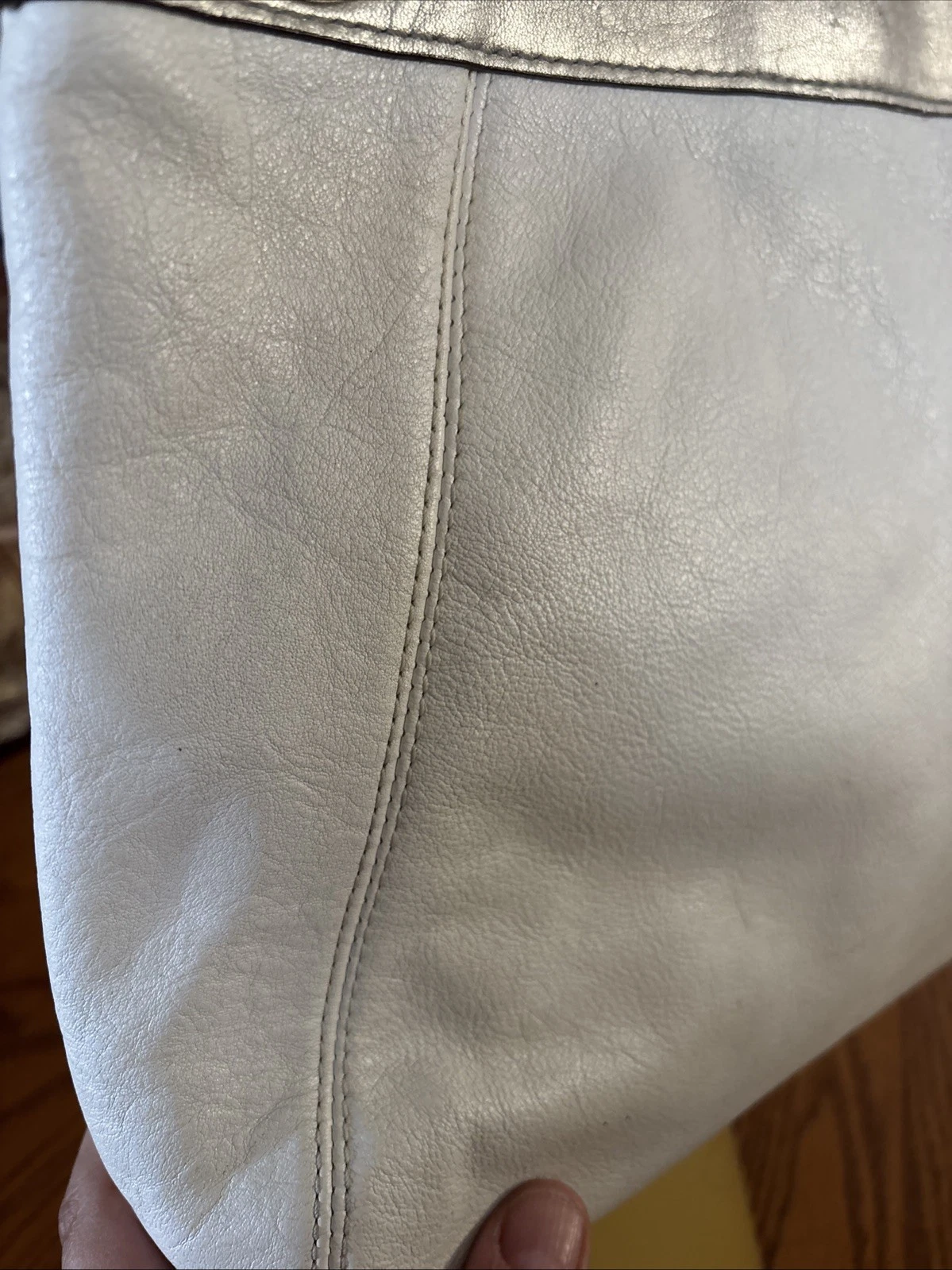 Coach F17605 Ashley borsa hippie in pelle borsa a tracolla bianca argento tracolla