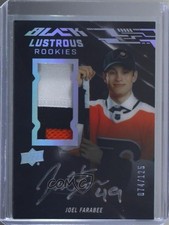2019-20 SPx UD Black Lustrous Rookie 74/125 Tier 1 Joel Farabee Patch Auto 07oy
