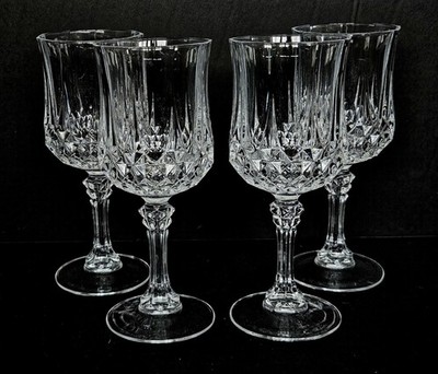 4x Cristal D'Arques-Durand Longchamp (Clear) Tall Water Goblets 7 7/8'' 10 oz