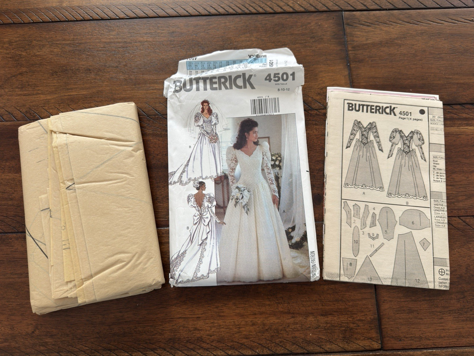 Butterick Pattern 4501 Wedding Dress, Drop Waist, Sleeve Options Size 8 ...