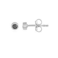 Cavill Schwarze Diamant Silberohrringe 925 Sterling Platinierter 0,12Ct Rund