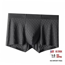 Mens Ice Silk Mesh Boxer Briefs Breathable Cool Underwear Low Medium Black