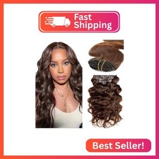  4 Brown Clip In Hair Extensions Real Human Hair 20 Inch Chocolate Brown Body Wa