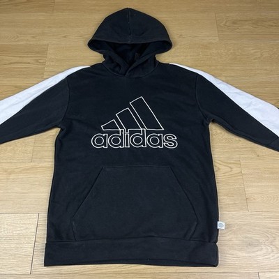 Adidas Black & White Embroidered Spellout Hoodie Pullover UK XS Herren Freizeit